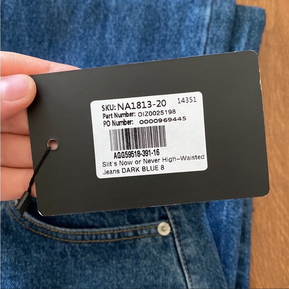 Nasty Gal - Slit’s Now Or Never High Waisted Jean Dark Blue - Picture 7 of 8